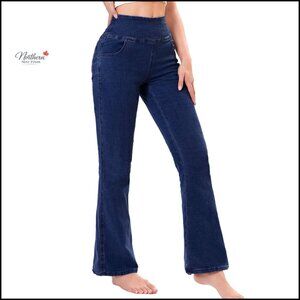 Pull On Flare Jeans High Waisted Stretchy Boot Cut Leggings